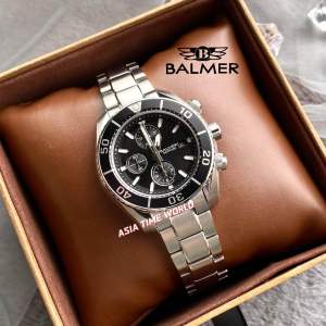 [Original] A8820G SS-4 Balmer Chronograph Sapphire Mens Watch with Black Dial and 50m Water Resistant Silver Stainless Steel Bracelet | Official Warranty