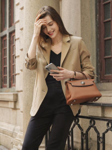 Fashionable Large Capacity Small Size Lady Bag Business Handbag Elegant Lady Crossbody Bag Soft Leather Magnetic Buckle Closure