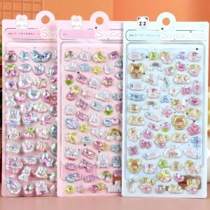 4PCS Cartoon 3D Relief Water Drop Stickers Cute and Fun Animals Rabbit Panda Stickers Diy Diary Stationery Stickers Wholesale SS