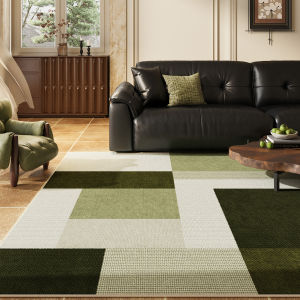 Green Washable Retro Style Carpet