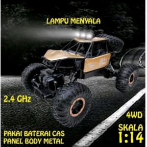 mobil remot raptor 4wd lampu nyala dan rock crawler adventur