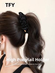 TFY | Banana Clip for High Ponytail with Polka Dots and Large Size