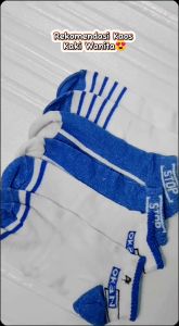 MGKS101 Kaos Kaki Wanita Biru Putih Kaos Kaki Fashion Korean Random 5 Pcs