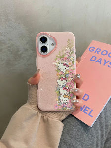 Cute KT Cat Phone Case for 15 14 13 16Pro Max Girls Protective Anti-Fall Cover Silicone Material Ins Style Cartoon Design