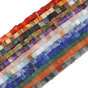 4x4mm Natural Stone Square Cube Beads Tiger Eye Agate Aventurine Lapis Lazuli Stone Beads for Jewelry Making 15" 38cm Approx 85pcs