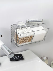 กล่องเก็บกาวสำหรับติดผนัง Acrylic แบบไม่ต้องเจาะ กล่องเก็บแท่งเช็ดลิปสติก กล่องเก็บกระดาษทิชชู่ ชั้นวางของกระจ่างใสด้านในห้องน้ำ