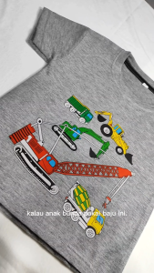 Baju Kaos Alat Berat Anak Laki Laki - Atasan Motif Beko Excavator Cowok Keren Umur 1 - 10 Tahun