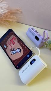 GOOJODOQ AD4029 5000mAh Mini Power Bank Type-C LN Built-in Cables Dual Interface LED Display for Battery Percentage
