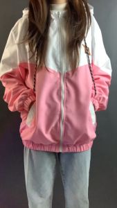 HOLDERS Jaket Hoodie olahraga Tracktop Windbreaker Zipper Jacket Parasut Casual Kombinasi Pria Wanita