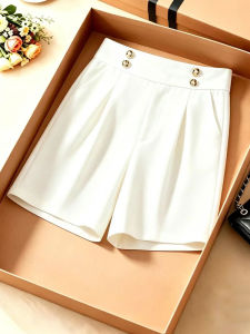 Anneve | High Waist Wide Leg Short Pants For Women Summer Office Casual Wear 5/8 Length