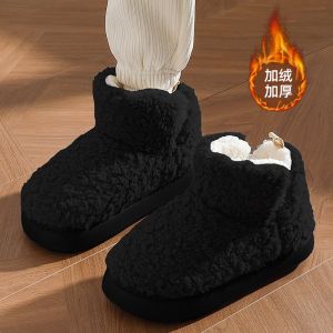 Dép Bông Mùa Đông 2025 Mới Cho Nữ Ấm Áp Chống Trượt Đế Dày Nhung Lông Cừu Dép Cotton Thoải Mái Cho Nữ