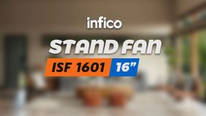 KIPAS ANGIN BERDIRI 16 INCH MATERIAL PLASTIC DAN METAL OSCILASI MERK INFICO