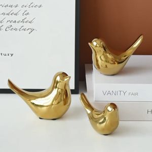 U-like Nordic Golden Bird Decoration Ornaments Modern Ceramic Bird Statues Animal Sculpture Home Living Room Decoration Crafts /Nordic vases Decoration