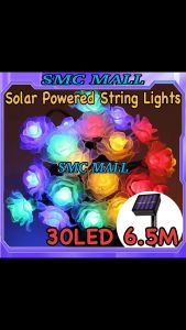 Rose Flower 6.5 Meter 30 LED Solar Waterproof with Cord Christmas Lights Outdoor Home Decoration Solar Led String