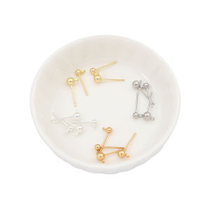 1 Pair Brass Pin Stud Earing Findings with 925 Sliver Pin Stoppers Connector For DIY Jewelry Making Accessories Supplies