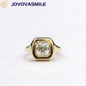 JOVOVASMILE Asscher Cut Moissanite Ring 1.5 Carat 6.5mm Silver 18K Plated Gold Jewelry Luxury Designer Bezel Rings Woman