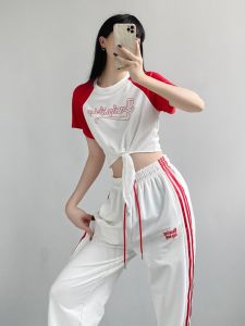 Hip Hop Jazz | Spicy Girl Style Jazz Dance T-shirt Loose Tie Short Crop Top