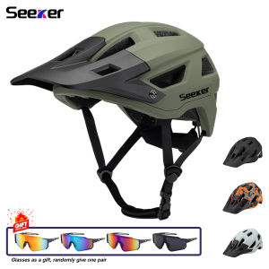 Seeker bicycle helmet adult mountain bike helmet with hat brim MTB riding helmet men and women large size road bicycle helmets
