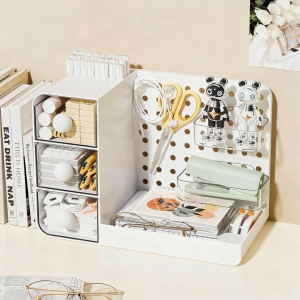 1PC Multi functional three in one perforated board storage box drawer style shelf office makeup