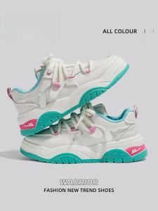 Warrior | รองเท้าผ้าใบสีขาวสำหรับผู้หญิง ดีไซน์ทันสมัย ​​รองเท้าลำลองแบบสวมสบาย ฤดูใบไม้ผลิและฤดูใบไม้ร่วง รองเท้าส้นแบนแบบสวมสบาย สไตล์สตรีท แฟชั่นสตรีท