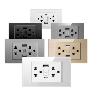 LSG Wall Socket Outlet with USB and type-c Fast Charging 20W 3.1A Household PC Panel 118 Type Duplex 3 Pin Power Universal Outlet 15A