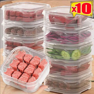 10Pcs Frozen Meat Preservation Box Refrigerator Drain Fresh-keeping Box Food Sealed Storage Box Refrigerator Food Retain Freshness Storage Jar Home Kitchen Vegetable Storage Organizer