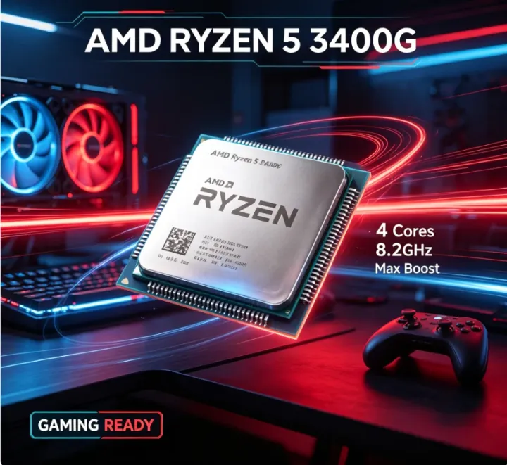 AMD | AMD Ryzen 5 3400G Desktop APU 4 Cores 8 Threads 4.2GHz Boost 65W TDP Vega 11 Graphics AM4 Processor Without Cooling Fan