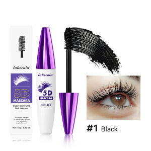5D Black Mascara Long-Lasting Wear Waterproof Lengthening Lashes Mascara Voluminous Curling Eyelashes Eye Makeup Daily Party Use
