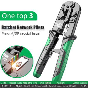 LAOA | LAOA RJ45 Crimping Tool Ethernet Network LAN Cable Crimper Cutter Stripper Plier for 6P 8P Crystal Head Pressing Motorcycle Tool