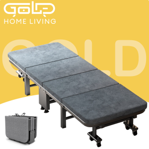 GOLD Folding Bed Heavy Duty With Foam Adjustable Folding Bed Portable Single Foldable Bed Portable Lift Bed Hospital 折叠床