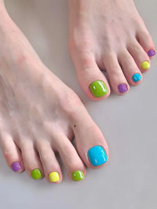 Wear Nail Toenail Dopamine Candy Color Rainbow Color Foot Finger Nail Stickers Finished White Waterproof Detachable