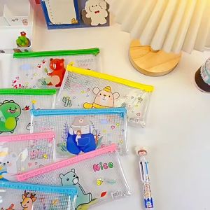 Túi lưới đựng hồ sơ có dây kéo họa tiết dễ thương kích thước 24x33cm