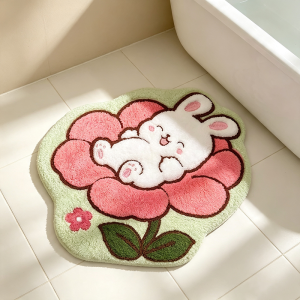 VIKAMA Cute Honey Bear Irregular Shaped Doormat Washable Non Slip Absorbent Rug Bathroom Bedroom Indoor Entrance Home Decor