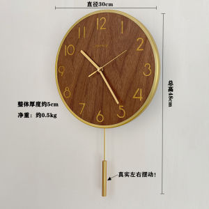 Nordic Style Wooden Swinging Clock Modern Living Room Decor Silent Fashion Personalized Creative Luxury Hanging Wall Clock