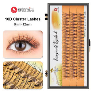 ชุดตัวต่อขนตาเส้นผมมนุษย์10D 60ชิ้นพร้อมกาว3D ขนตาปลอมแบบทำมือแหนบขนตาปลอม