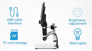 Mikroskop HP Digital 12MP 7 Inch Mikroskop Amplifikasi Digital 1-1200X Elektronik Mesin Kaca Pembesar Elektronik Continuous Amplification Magnifier LCD Besar Layar