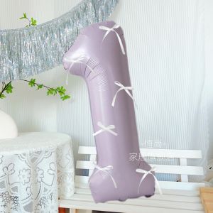40 Inch Purple Sweet Potato Baby Birthday Balloons Number 5 3 Party Decoration Girls Photo Butterfly Knot Ballet Style Balloons