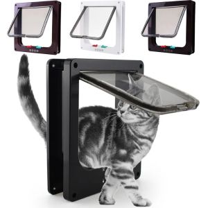 Cat Dog Flap Door Weatherproof Pet Doors 4 Way Locking Pet Interior Exterior Door Window