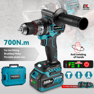 Wall Impact Drill 700N.m Brushless Cordless Impact Drill Electric Impact Drill Electric Drill 13mm Cordless Screwdriver DIY Woodworking Power Tool For Makita 18V Battery