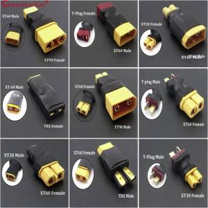 ChengHaoRan 1/2PC DIY Adapter XT30 XT60 XT90 To T Plug TRX Series Parallel Direct Connection Male Female Conneter Control Parts
