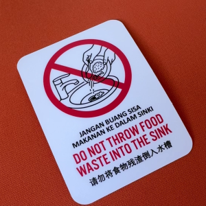 Do Not Throw Food Waste Into Sink. Sticker Sign Notice Label