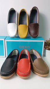 รองเท้าสุขภาพหนังแท้ OXXO หนังวัว รองเท้าคัทชู พี้นแบน พี้นยางสั่งทำพิเศษ พี้นสูง 1 นิ้ว X06016