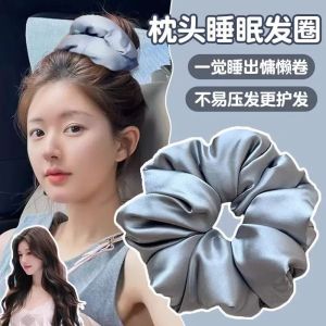Plush Pillow Bow Hair Ties Cotton Filled Sleep Silk Satin Headbands for Sleeping Hair Styling Comfortable Elastic Hair Bands