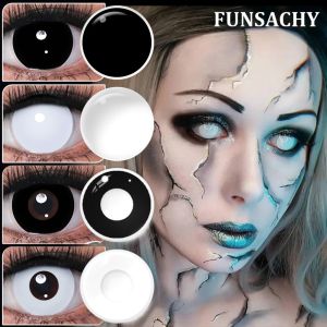 FUNSACHY คอสเพลย์สีดำสีขาวคอนแทคเลนส์สำหรับตา 1 คู่สีอะนิเมะเลนส์แต่งหน้าตาลูกเรียนฮาโลวีนผู้หญิงผู้ชายอุปกรณ์เสริม