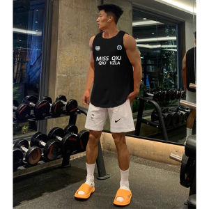 ลำลอง ผ้าฝ้าย เสื้อสเว็ตเชิ้ต ผู้ชาย ฤดูร้อน สไตล์อเมริกัน Loose Fit แขนกุด ด้านบน ฮิปฮอป อินเทรนด์ Letter ดีไซน์ เสื้อกีฬา