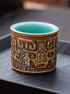 ถ้วยชาเซรามิกเคลือบเงาธรรมชาติแบบทำมือพร้อมลายเซนต์ ถ้วยชาสำหรับดื่มน้ำชาแบบส่วนบุคคล ถ้วยชาแบบลำลอง ชุดเครื่องใช้สำหรับดื่มน้ำชา