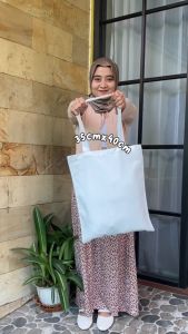 Totebag Custom Desain Bebas 1 Hari Jadi Bahan Kanvas 35x40 Resleting