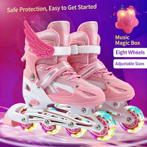 Kid Roller Skates for Kids Boys Girsl 4 Sizes Adjustable Butterfly Blades Skates with All Light up Wheels