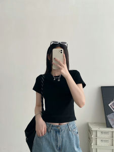 Skin-friendly American Style Short Sleeve Crop Top T-shirt for Women Summer New Pure Desire Slim Fit Hot Girl Belly Show T-shirt