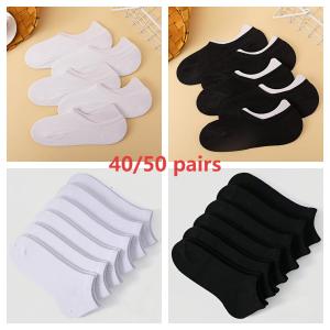 40/50 Pairs Wholesale mens and womens sweat absorbing sports socks black white and gray minimalist cotton socks